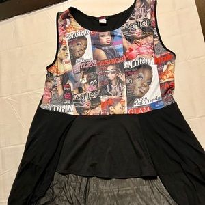 NWOT Blush Magazine Cover Top with sheer Flare Bottom Women’s Size 3X